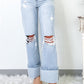 Beau Blue Light Wash Distressed Flare Jeans