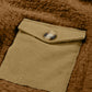 Khaki Contrast Flap Pocket Single Breasted Teddy Coat