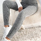 Grey Wide Waistband Ribbed Textured Knit Leggings