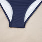 Blue Stripe Drawstring Tummy Control Mix-and-match 2pcs Tankini Swimsuit