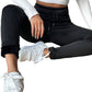 Black Solid Drawstring Waist Thermal Lined Leggings