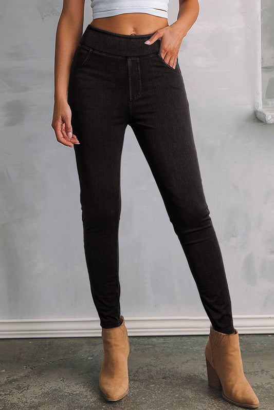 Black Solid Colour High Waist Stretchy Slim Fit Jeggings