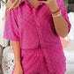 Peach Blossom Plus Size Checkered Terry Knit Short 2pcs Outfit