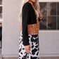 Black Western Pattern Cow Patchwork Open Front Cardigan