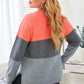 Gray Crew Neck Colorblock Plus Size Sweatshirt