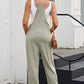 Green Pocketed Adjustable Spaghetti Strap Straight Leg Jumpsuit