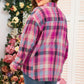 Rose Stripe Plus Size Checkered Print Button up Shirt