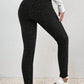 Black Wide Waistband Ribbed Textured Knit Leggings