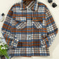 Cinnamon Plaid Print Chest Pockets Turn Down Collar Shacket