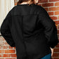 Black Plus Size Exposed Seam Crinkle Patchwork Top