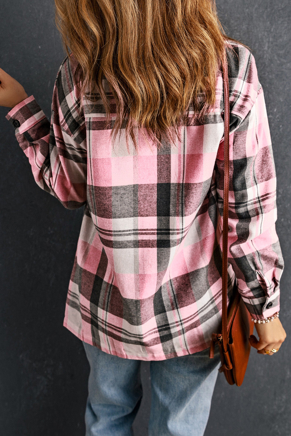 Pink Plaid Button Up Patch Pocket Shirt