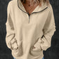 Smoke Grey Zip-up Stand Neck Kangaroo Pocket Sweatshirt