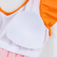 Vitality Orange Color Block Ruffled Knotted Backless One Piece Swimsuit