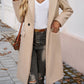 Dark Khaki Single Breasted Lapel Collar Flap Pocketed Overcoat