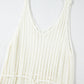 White Crochet Fishnet Fringed Edge V Neck Beach Cover Up