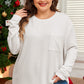 White Plus Size Ribbed Textured Long Sleeve T Shirt