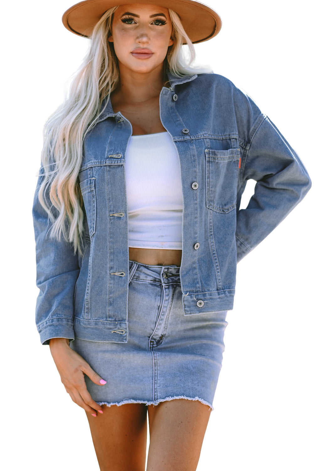 Wild Wind Washed Oversize Pocketed Denim Jacket