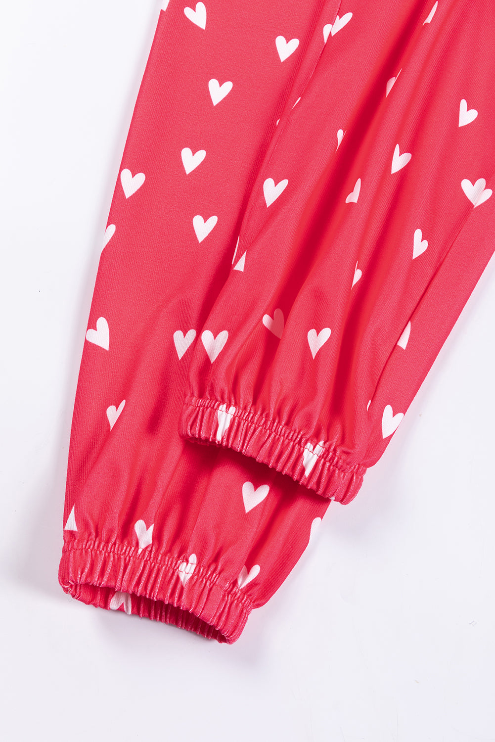 Fiery Red Valentines Heart Print Trousers Set