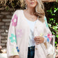 Beige Floral Pattern V Neck Buttoned Plus Size Cardigan