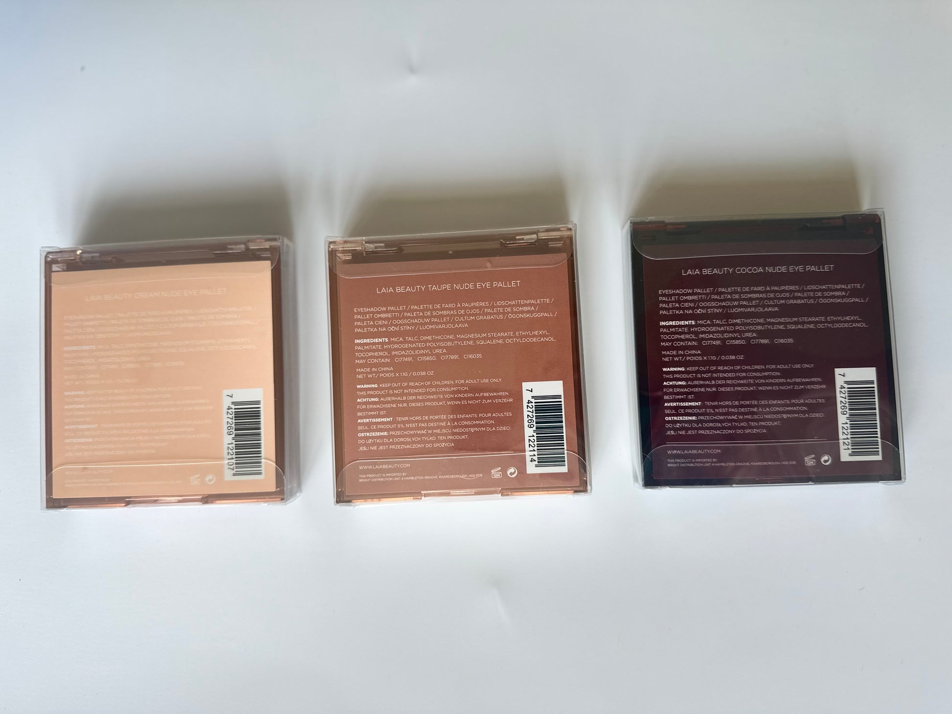 NUDE LAIA Beauty Eyeshadow Palette x 3 Cocoa, Taupe & Cream - BB Fashion Outlet