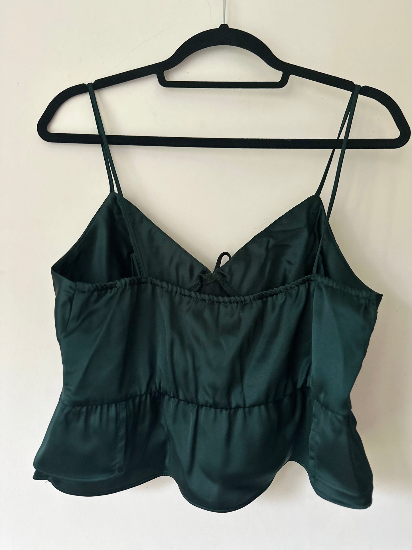 Ex. Topshop dark green satin crop top Sizes 10, 12, 14