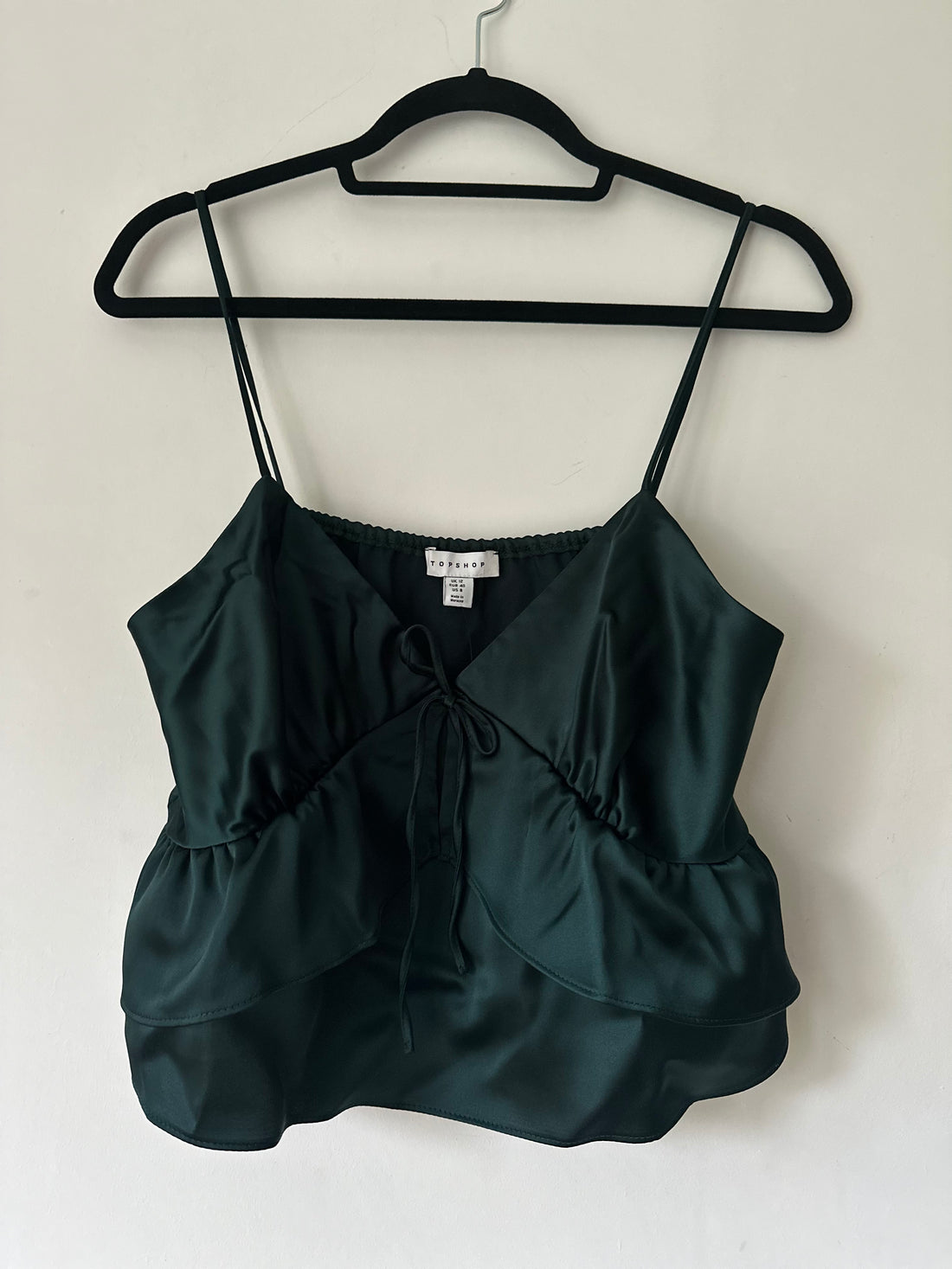 Ex. Topshop dark green satin crop top Sizes 10, 12, 14 - BB Fashion Outlet