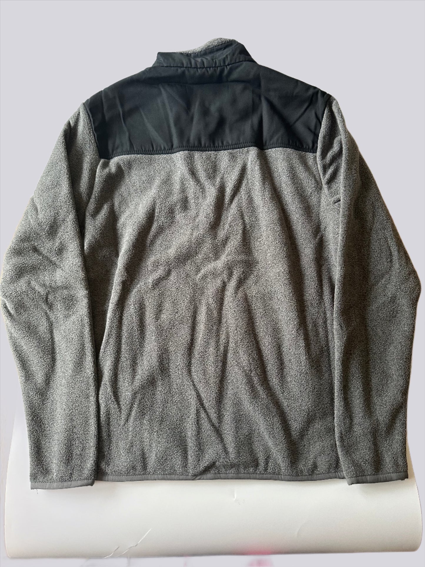 Men’s Polar Fleece Full Zip Mock Neck Jacket Grey Size XS