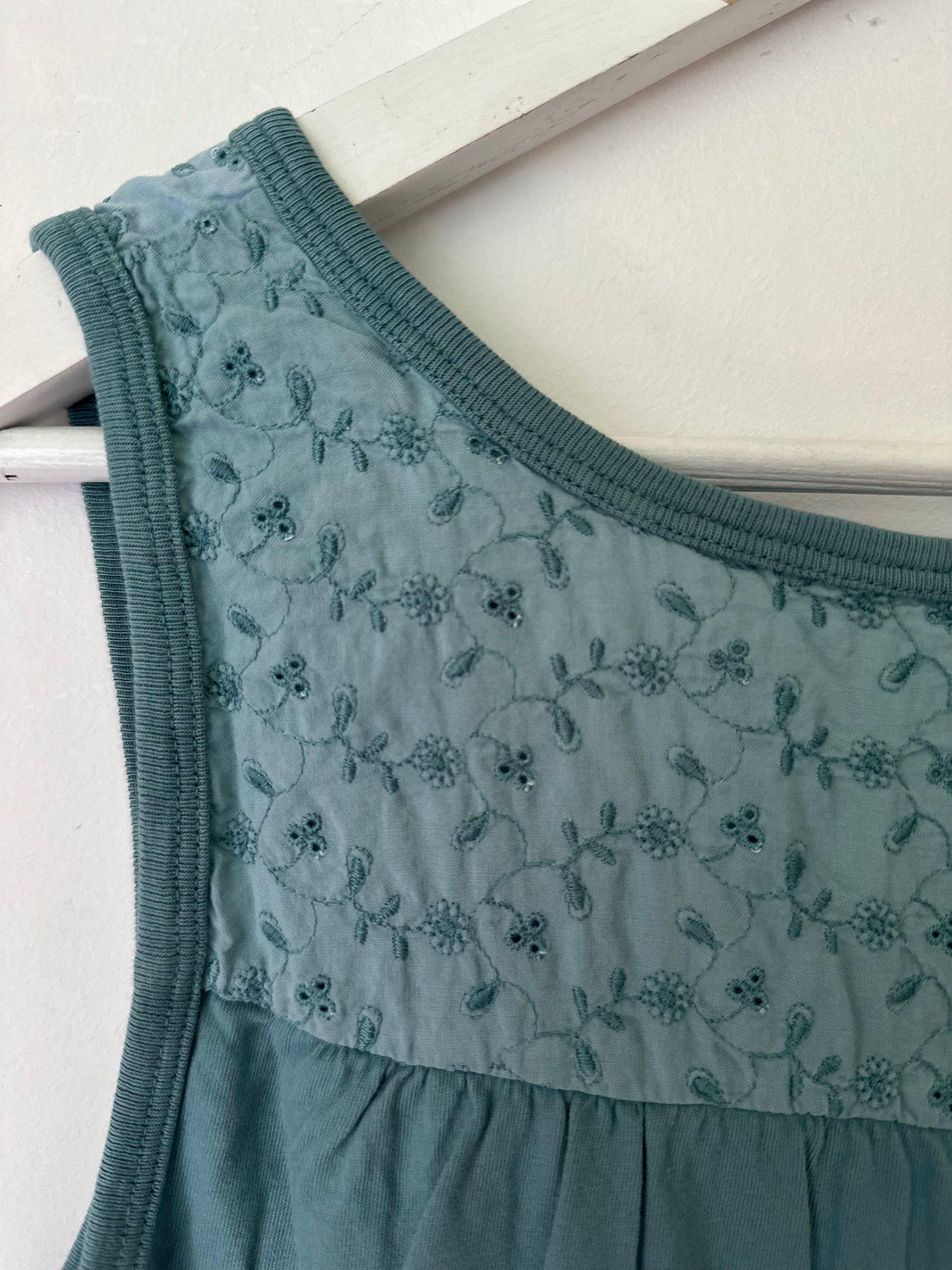 White Stuff Teal Cotton Sleeveless Vest Top Broderie Lace Sizes 8, 10, 12, 14