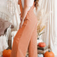 Orange Pocketed Drawstring Wide Leg Overalls