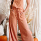 Orange Pocketed Drawstring Wide Leg Overalls