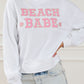 White BEACH BABE Slogan Graphic Casual Sweatshirt