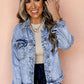 Beau Blue Vintage Washed Flap Pockets Denim Jacket