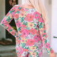 Multicolour Flower Print Pullover and Drawstring Shorts Lounge Set