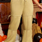 Beige Drawstring Adjusted Band High Waist Plus Size Pants