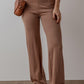 Straw Yellow High Waist Straight Leg Knitted Pants