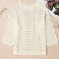 White Hollow Out Knit Bracelet Sleeve Drop Shoulder Sweater