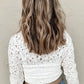 White Flower Lace See Through Mock Neck Long Sleeve Top