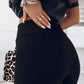 Black Rib Knit High Waist Slit Leggings