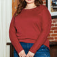 Red Dahlia Piping Detail Plus Size Long Sleeve Top