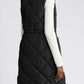 Black Longline Quilted Stand Collar Puffer Vest