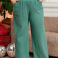 Smoke Green Plus Size Textured Frayed Edge Wide Leg Pants