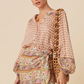 Multicolour Boho Floral Mixed Print Puff Sleeve Shirt