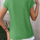 Dark Green Cap Sleeve Round Neck Knitted Sweater Tee