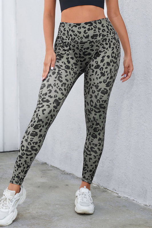 Grey Classic Leopard Print Active Leggings