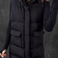 Black Windproof Longline Full Zipper Puffer Gilet with Pockets