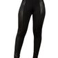 Black Leather Panel Patchwork High Waist Leggings