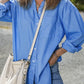 Blue Boyfriend Chest Pocket Tunic Shirt