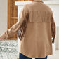 Khaki Fringe Trim Plus Size Suede Shacket