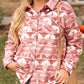 Pink Plus Size Aztec Print Chest Pocket Shacket