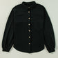 Black Waffle Knit Patchwork Buttoned Oversized Shacket